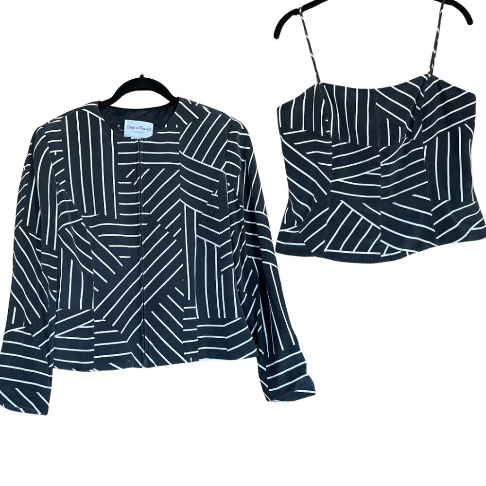 Gigi’s Closette Glenview Black & White Patterned Jacket & Corset